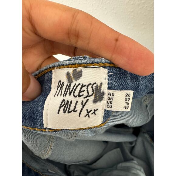 Princess Polly Wide Leg High Rise Jeans | Size 16 Blue Denim - Picture 2 of 7